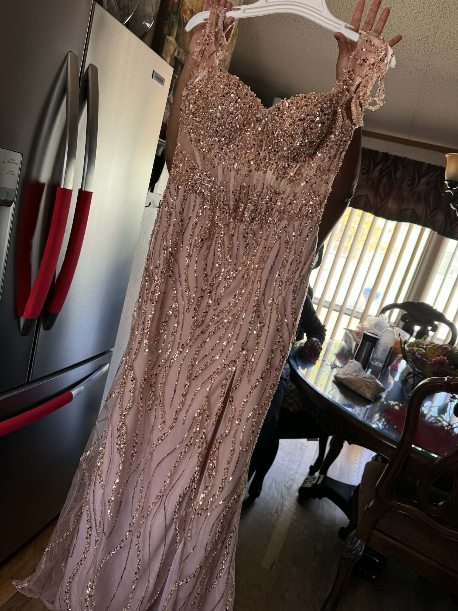 Blush Pink Sequin Evening Gown